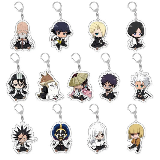 Anime Bleach Acrylic Keychain Fashionable Kurosaki Ichigo Ishida Uryuu Kuchiki Handcuff Cartoon Figurines Keychain Bag Charming Hikari Tora